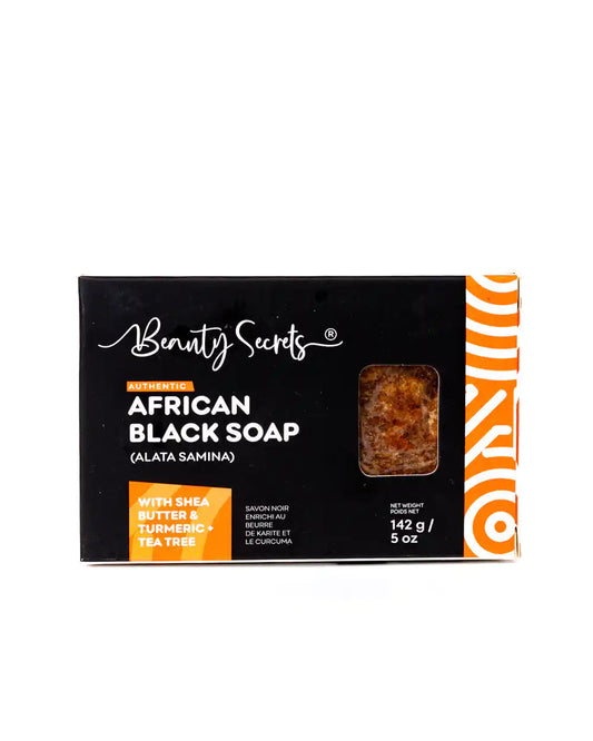 Savon noir africain au beurre de karité, curcuma et arbre à thé