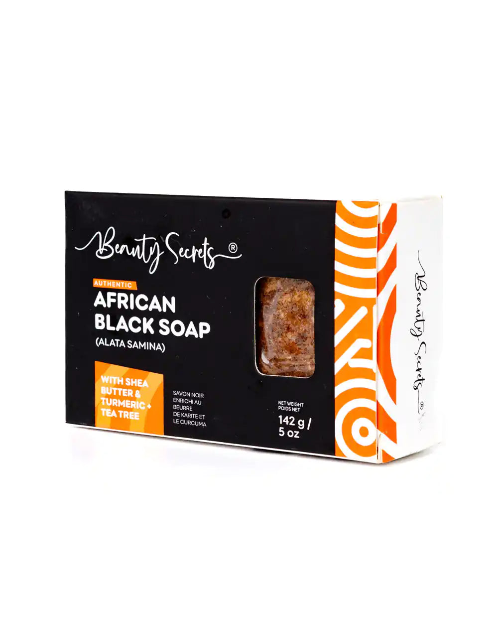 Savon noir africain au beurre de karité, curcuma et arbre à thé